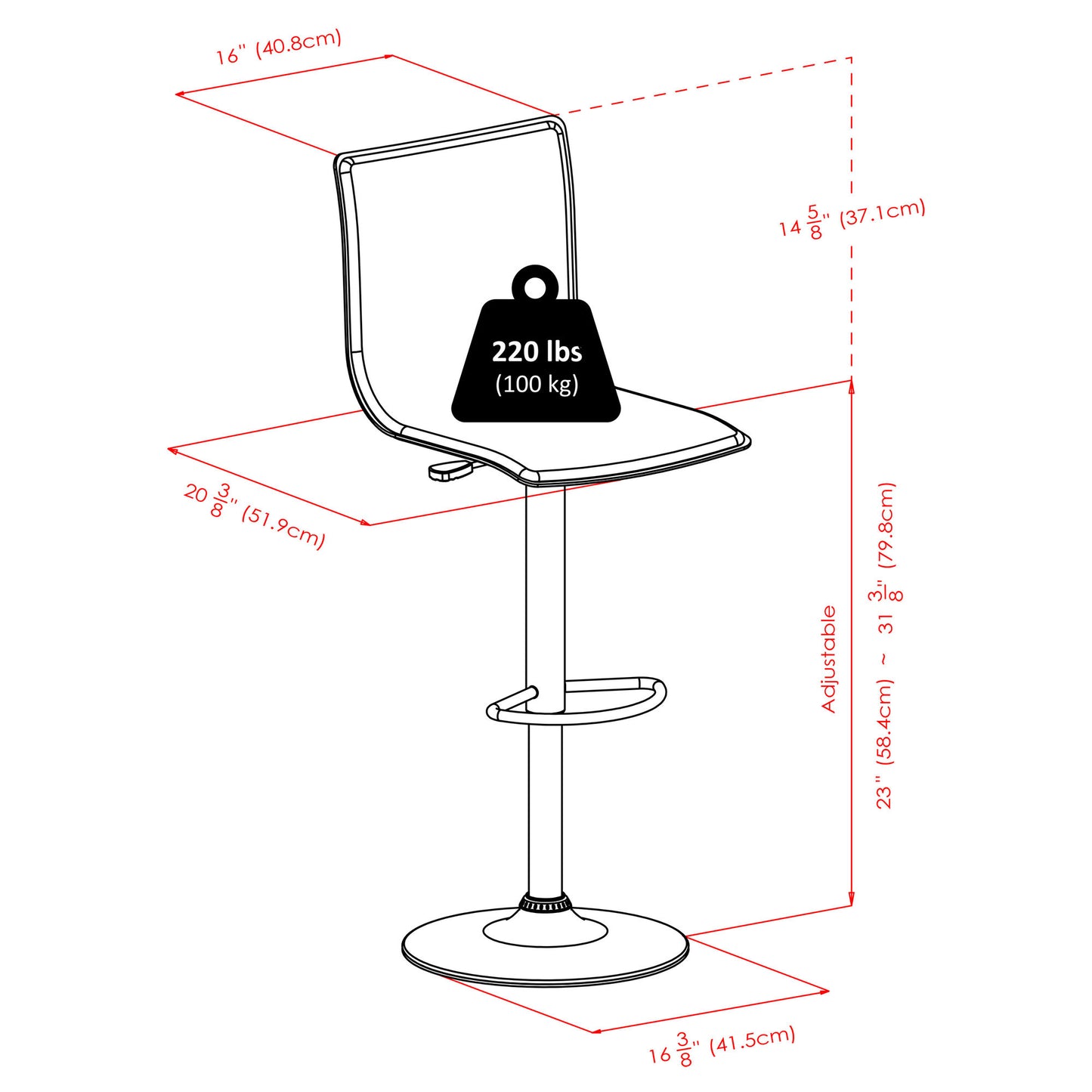 Spectrum 3-Pc Pub Table with High-back Adjustable Swivel Stools, Black & Chrome