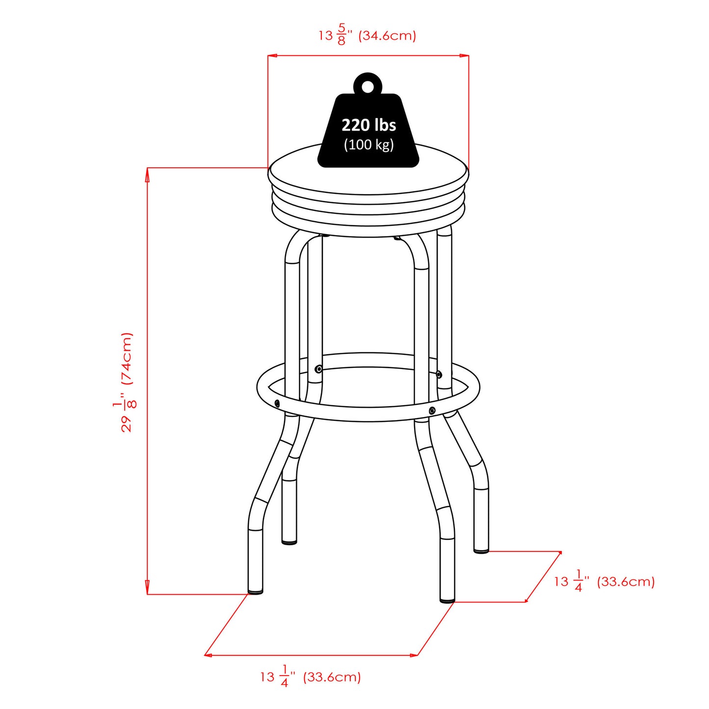 Summit 3-Pc M Pub Table with Swivel Seat Bar Stools, Black and Chrome