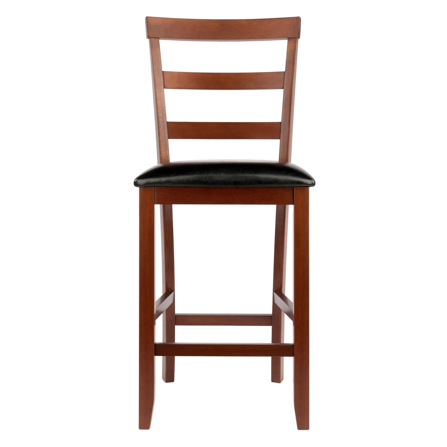 Simone 2-Pc Cushion Ladder-back Counter Stool Set, Black and Walnut