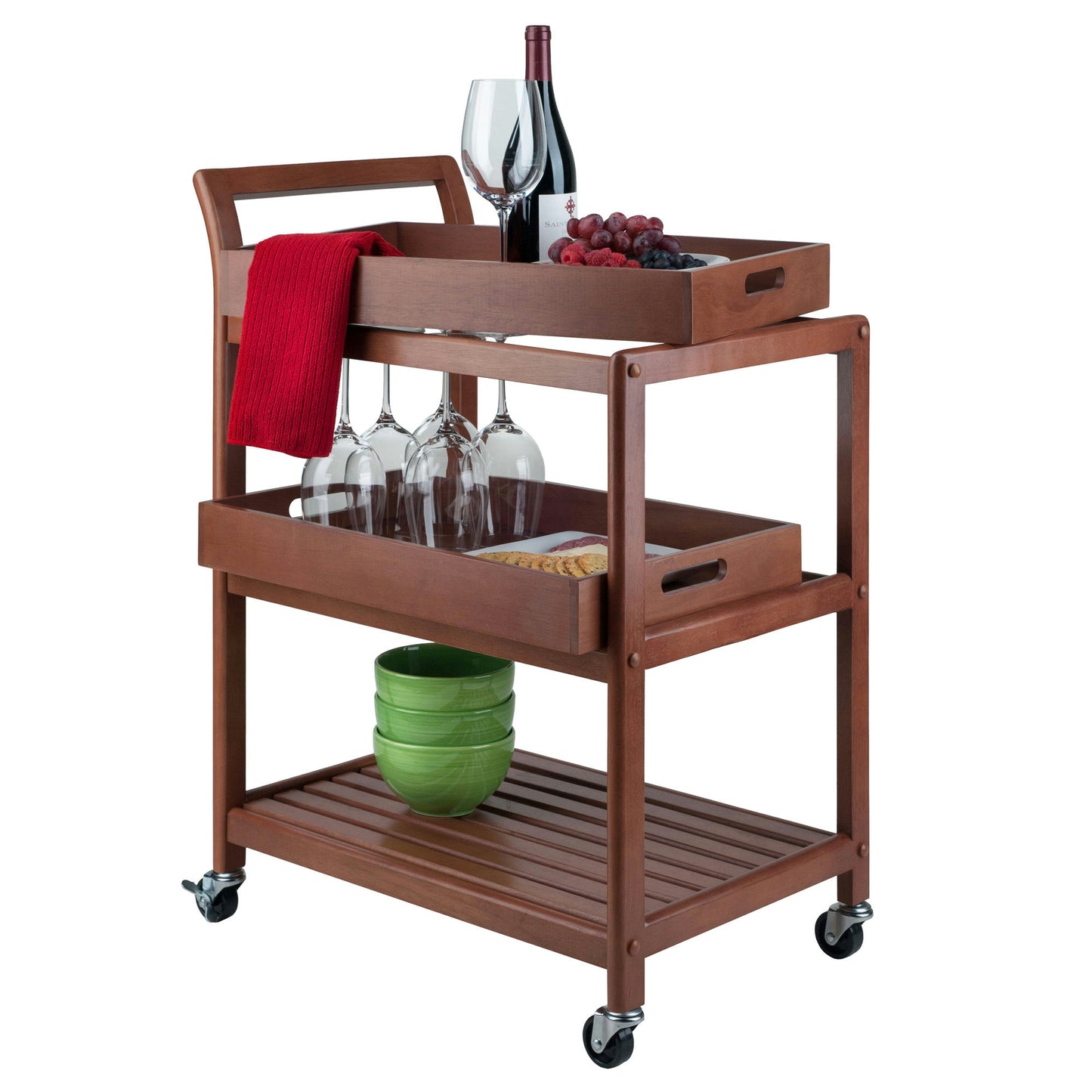 Albert 3-Tier Entertainment Cart, Walnut