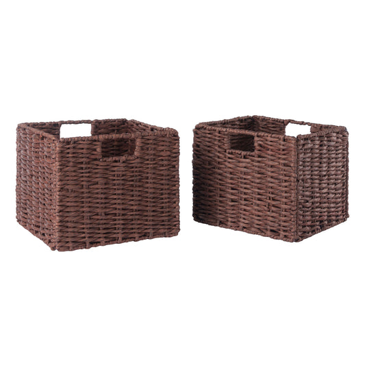 Tessa 2-Pc Foldable Woven Rope Basket Set, Walnut