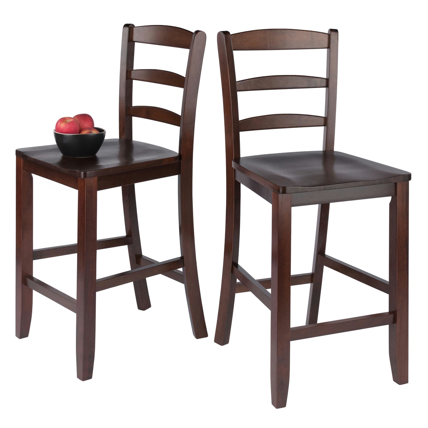 Benjamin 2-Pc Ladder-back Counter Stool Set, Walnut