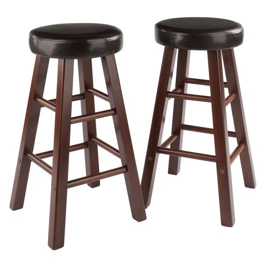 Maria 2-Pc Cushion Seat Counter Stool Set, Espresso and Walnut