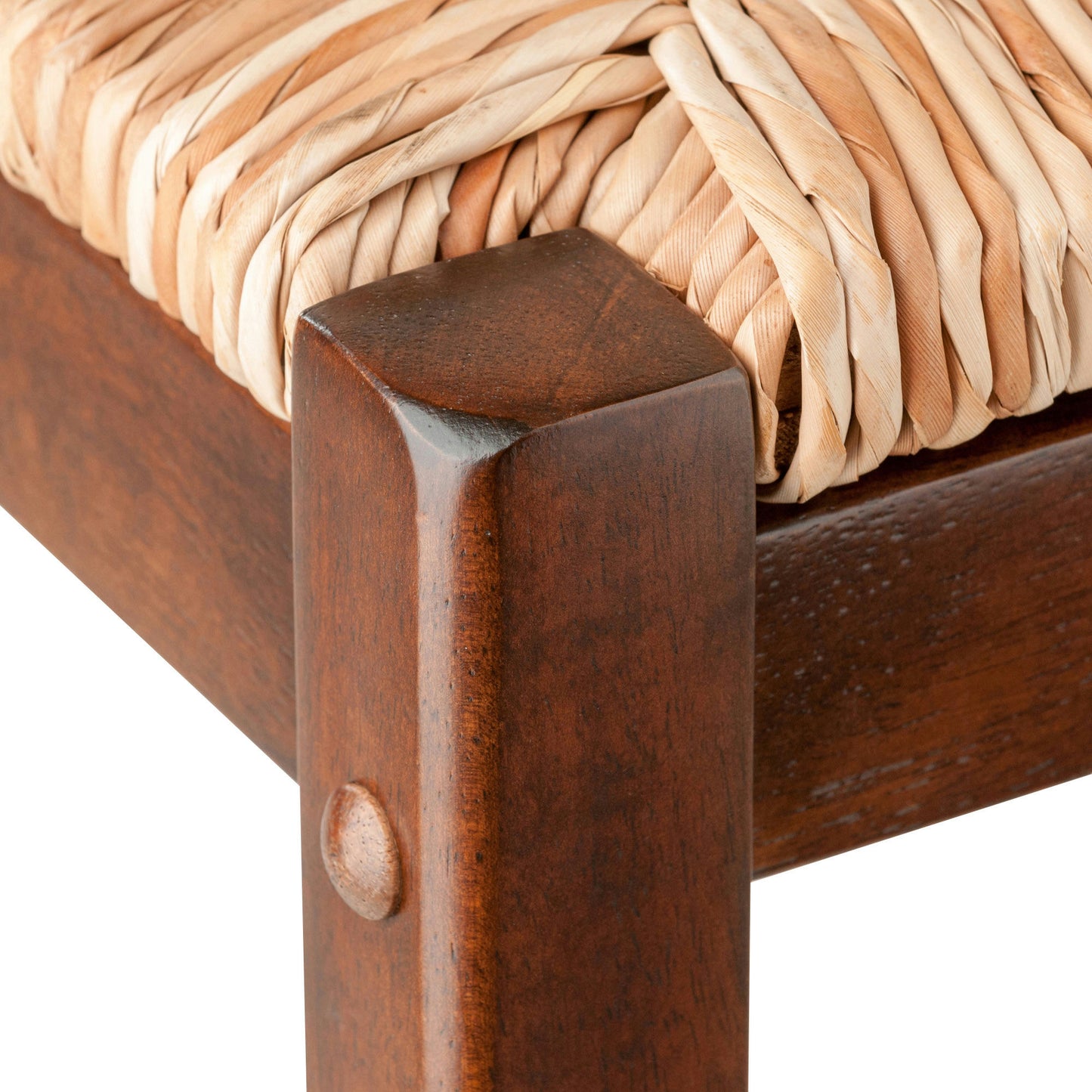Kaden 2-Pc Rush Seat Counter Stool Set, Walnut