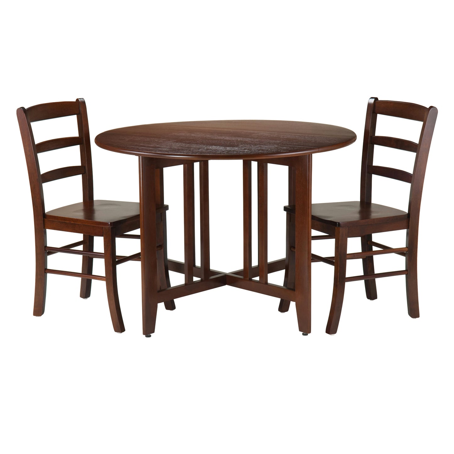 Alamo 3-Pc Drop Leaf Table with Ladder-back Chairs, Walnut, 94305