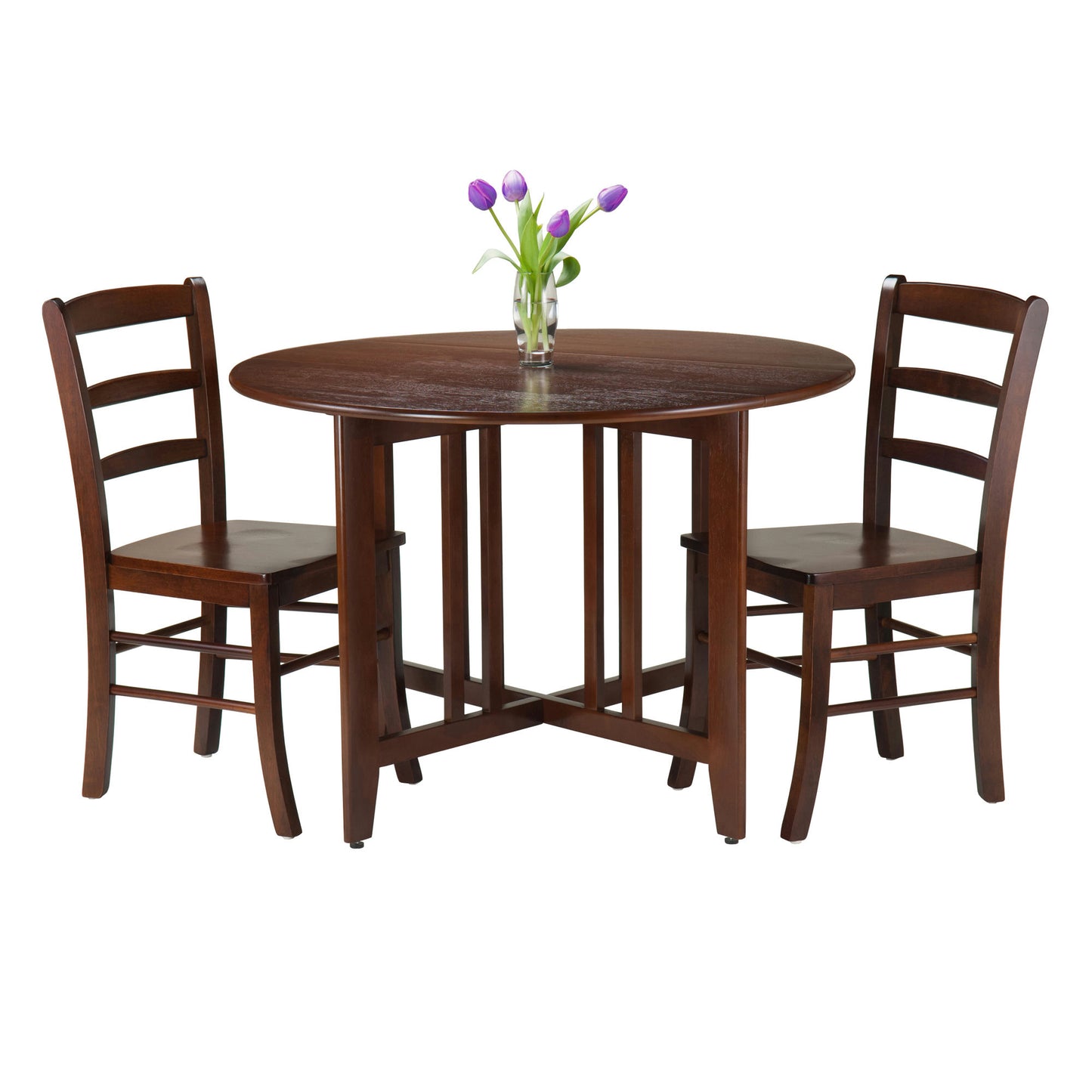 Alamo 3-Pc Drop Leaf Table with Ladder-back Chairs, Walnut, 94305