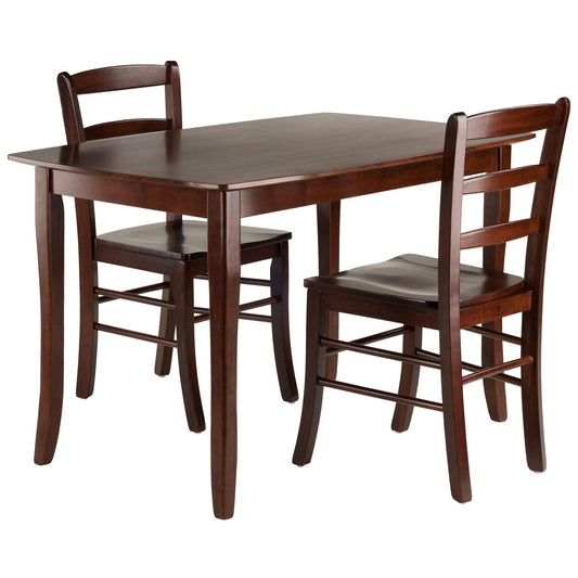 Inglewood 3-Pc Dining Table with Ladder-back Chairs, Walnut