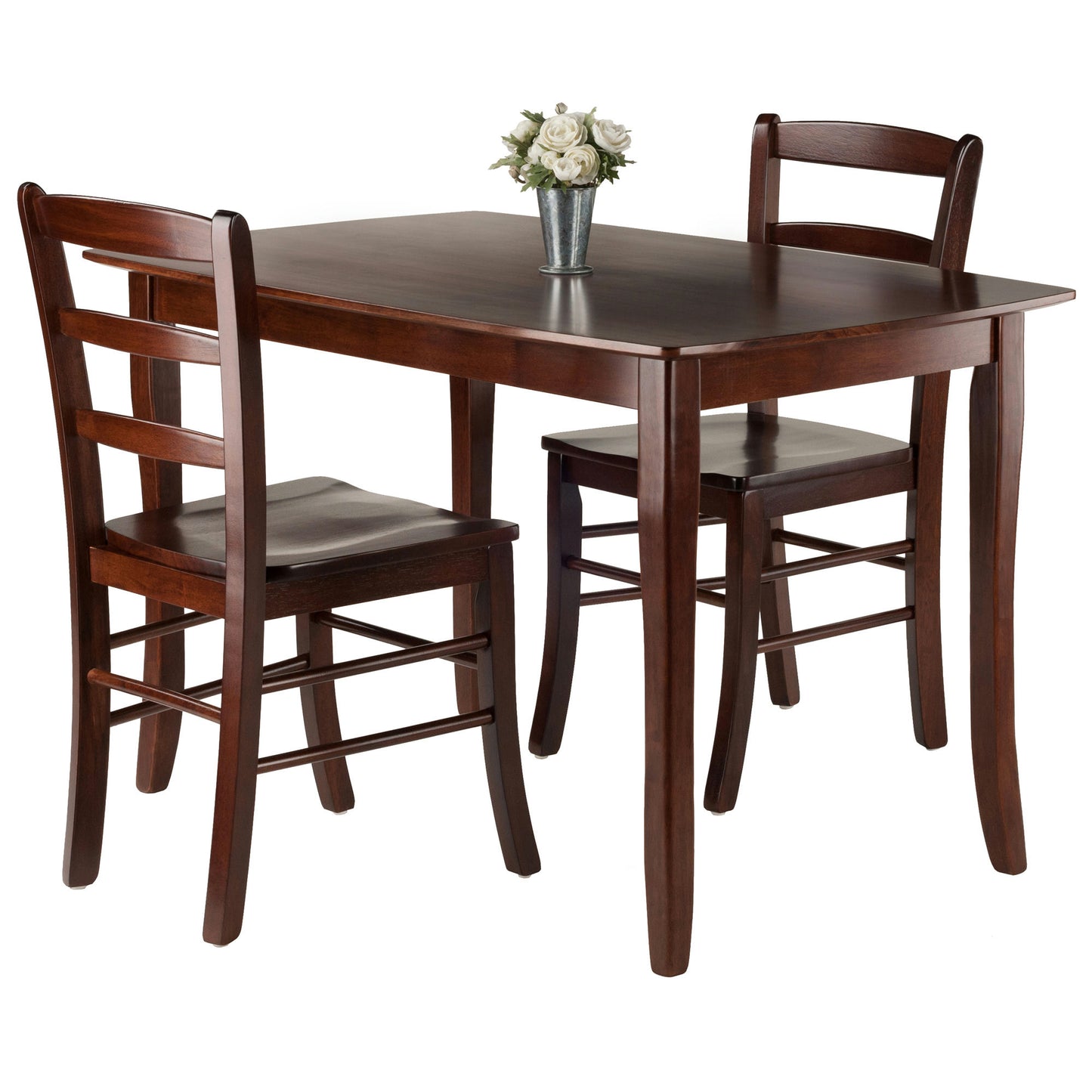 Inglewood 3-Pc Dining Table with Ladder-back Chairs, Walnut