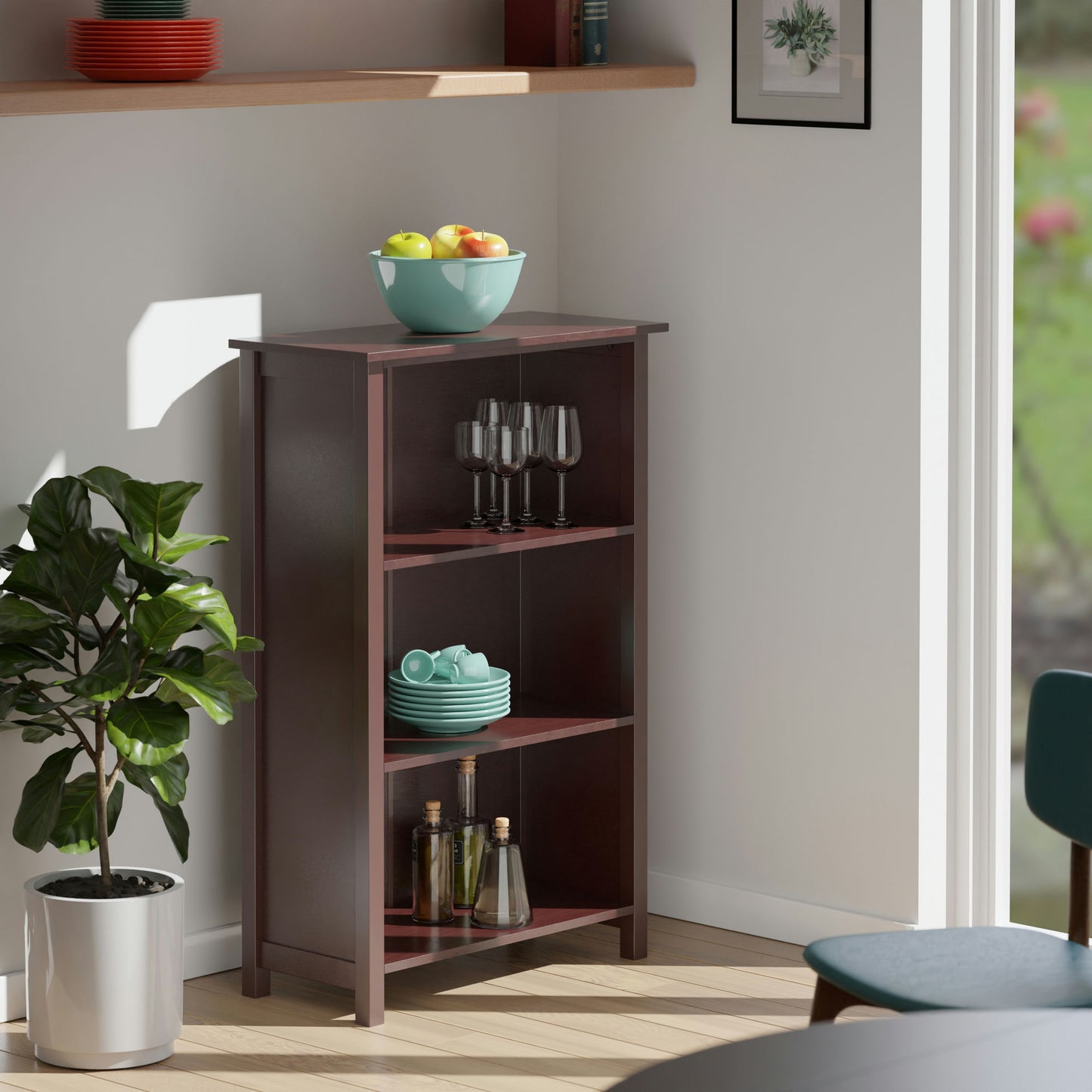 Milan 3-Section Shelf, Walnut