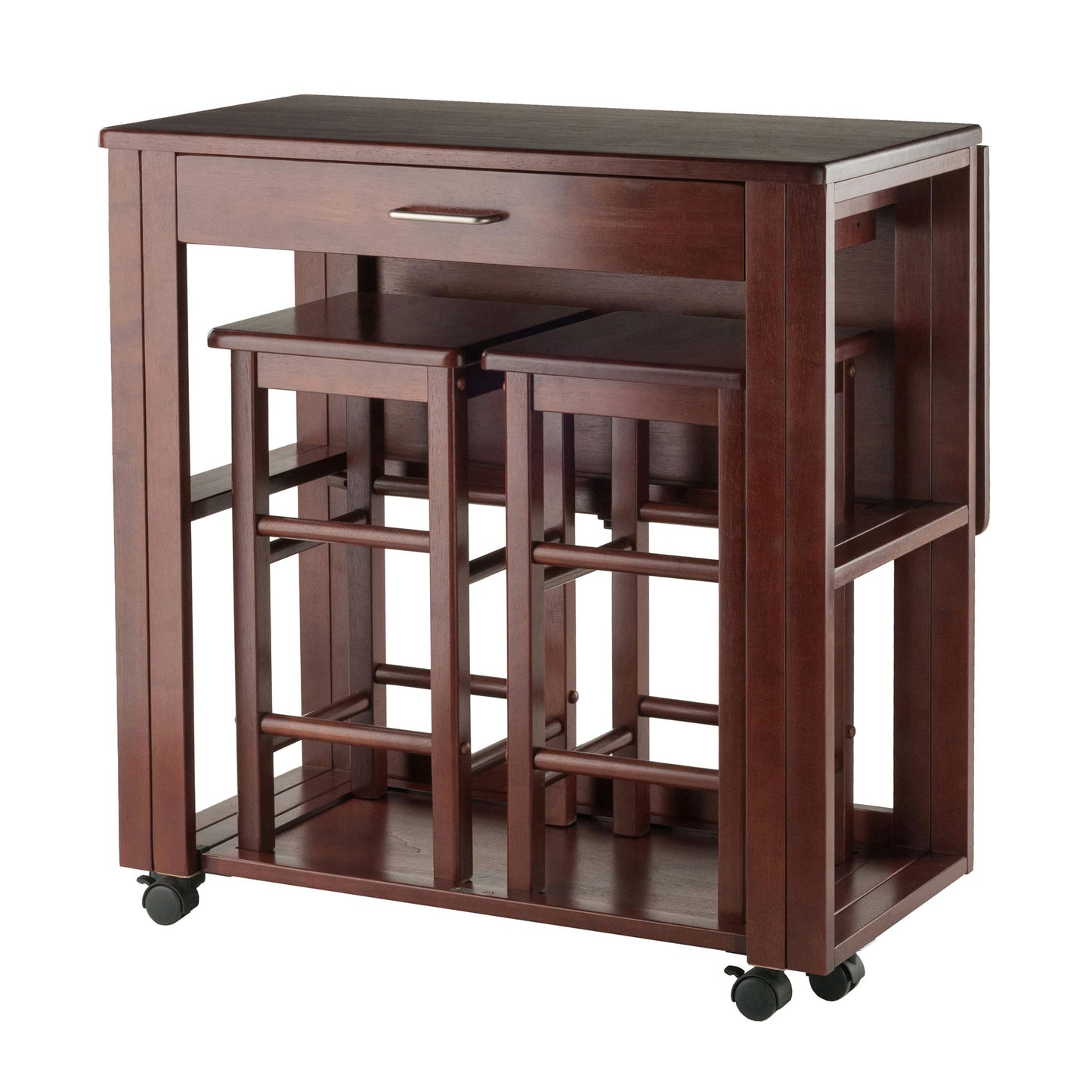 Fremont 3-Pc Space Saver with Tuck-away Stools, Walnut