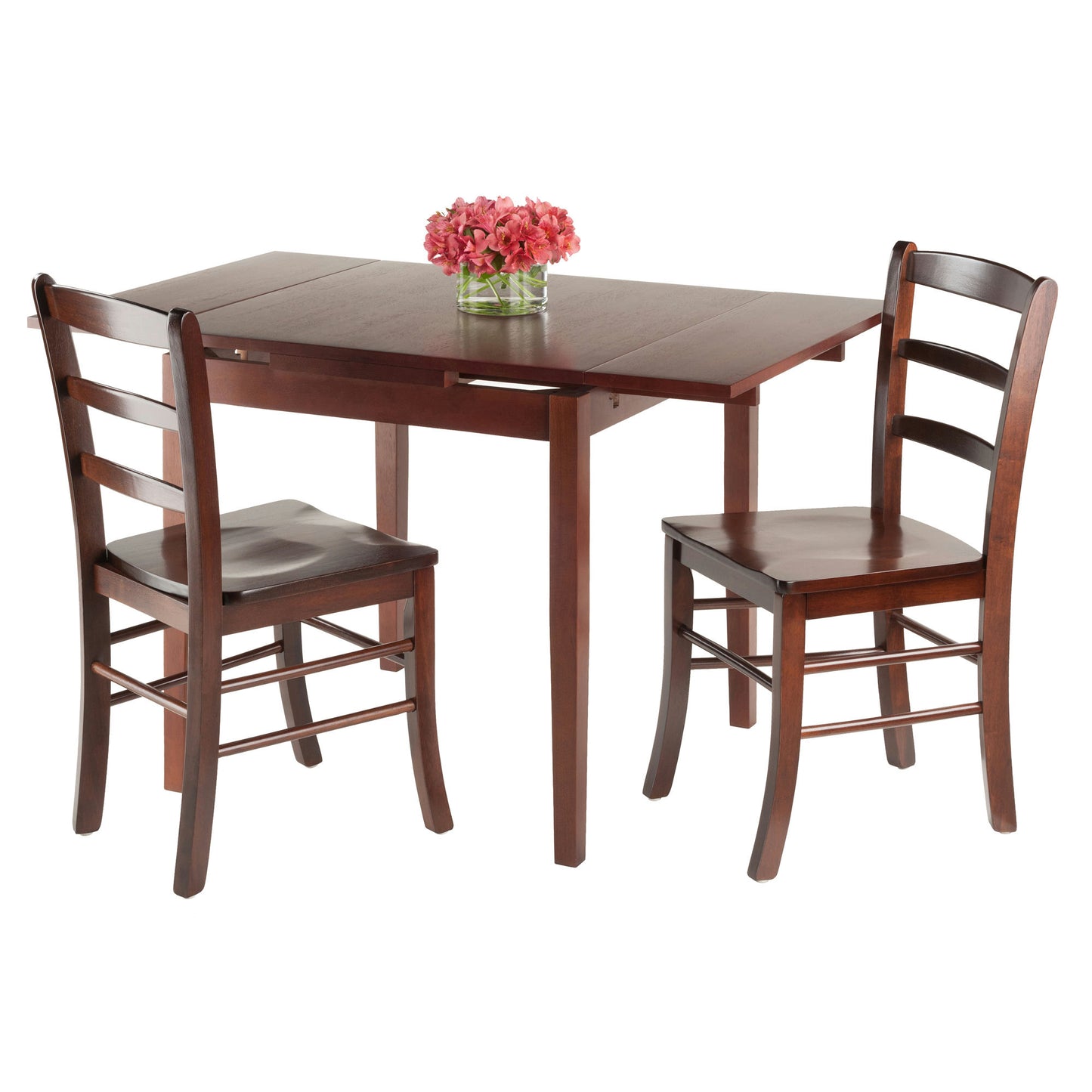 Pulman 3-Pc Dining Table with Ladder-back Chairs, Walnut