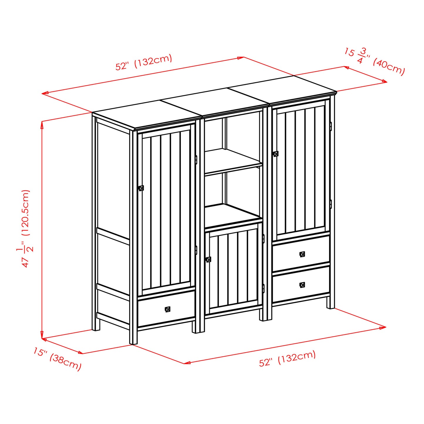Brooke 3-Pc Modular Jelly Cupboard Set, Walnut