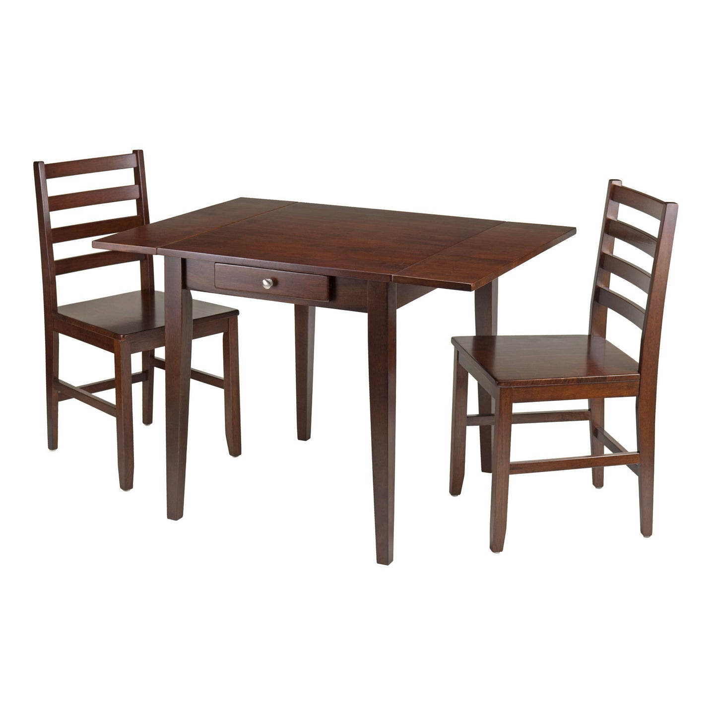 Hamilton 3-Pc Drop Leaf Table with Ladder-back Chairs, Walnut