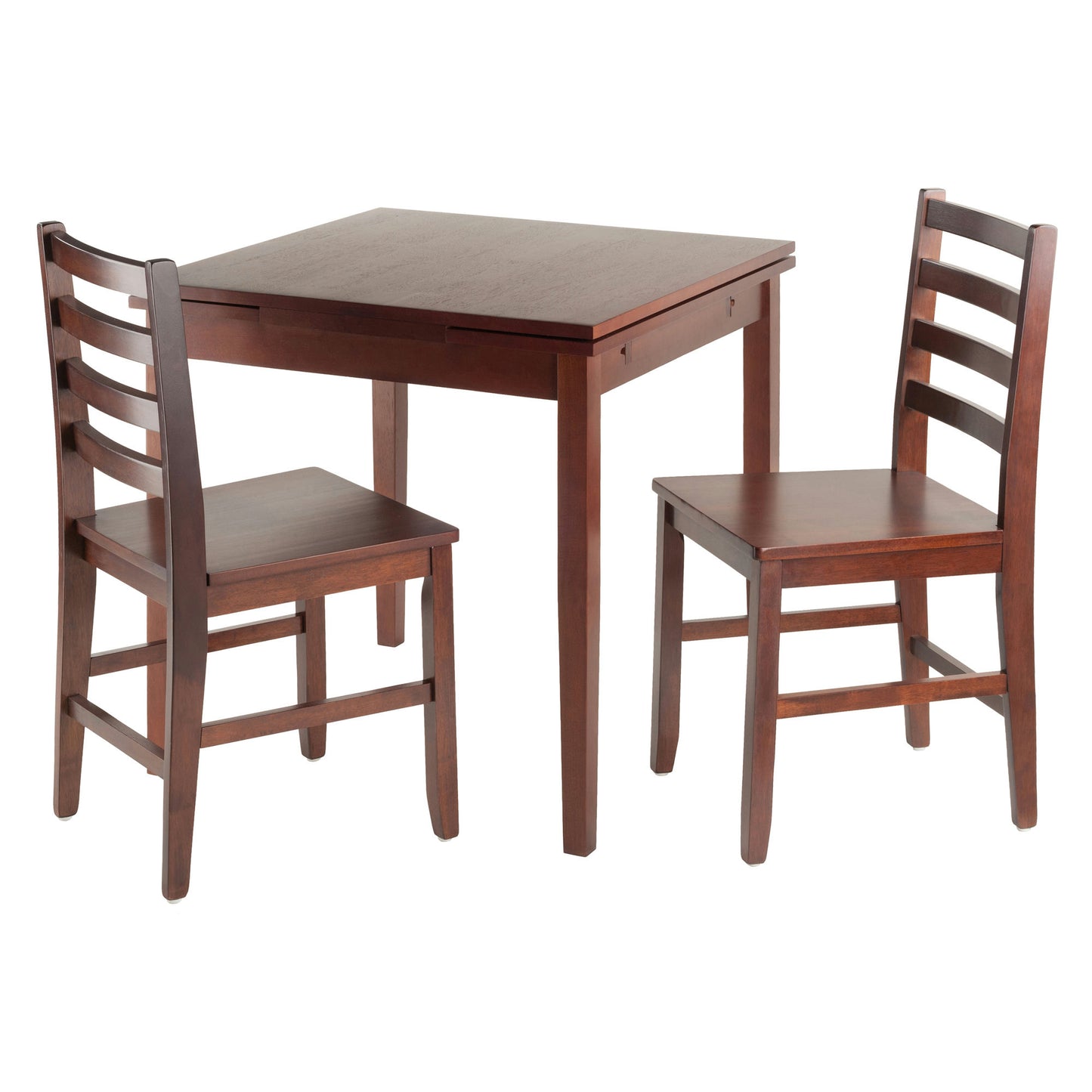 Pulman 3-Pc Dining Table with Flat Ladder-back Chairs, Walnut