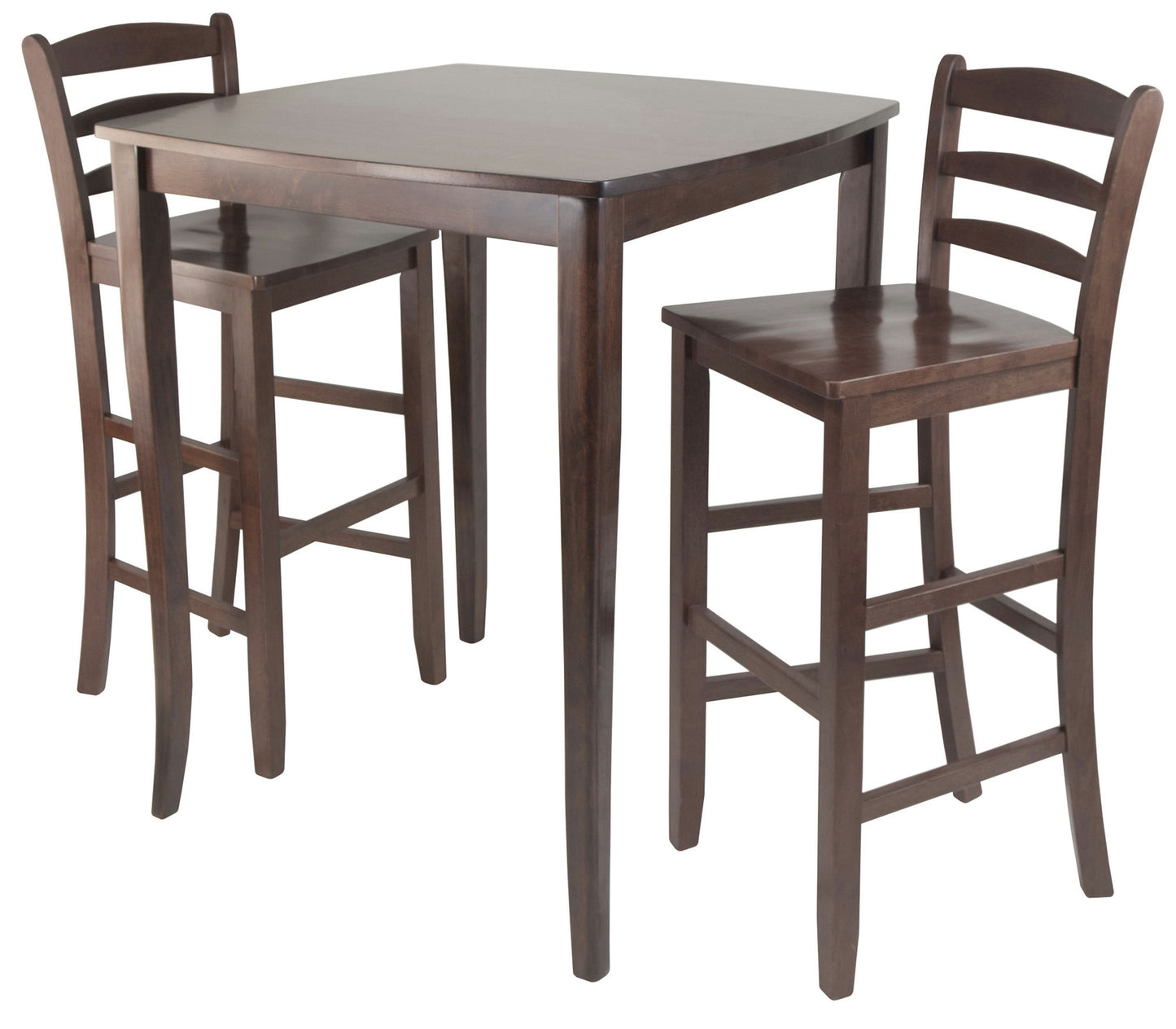 Inglewood 3-Pc High Dining Table with Ladder-back Bar Stools, Walnut