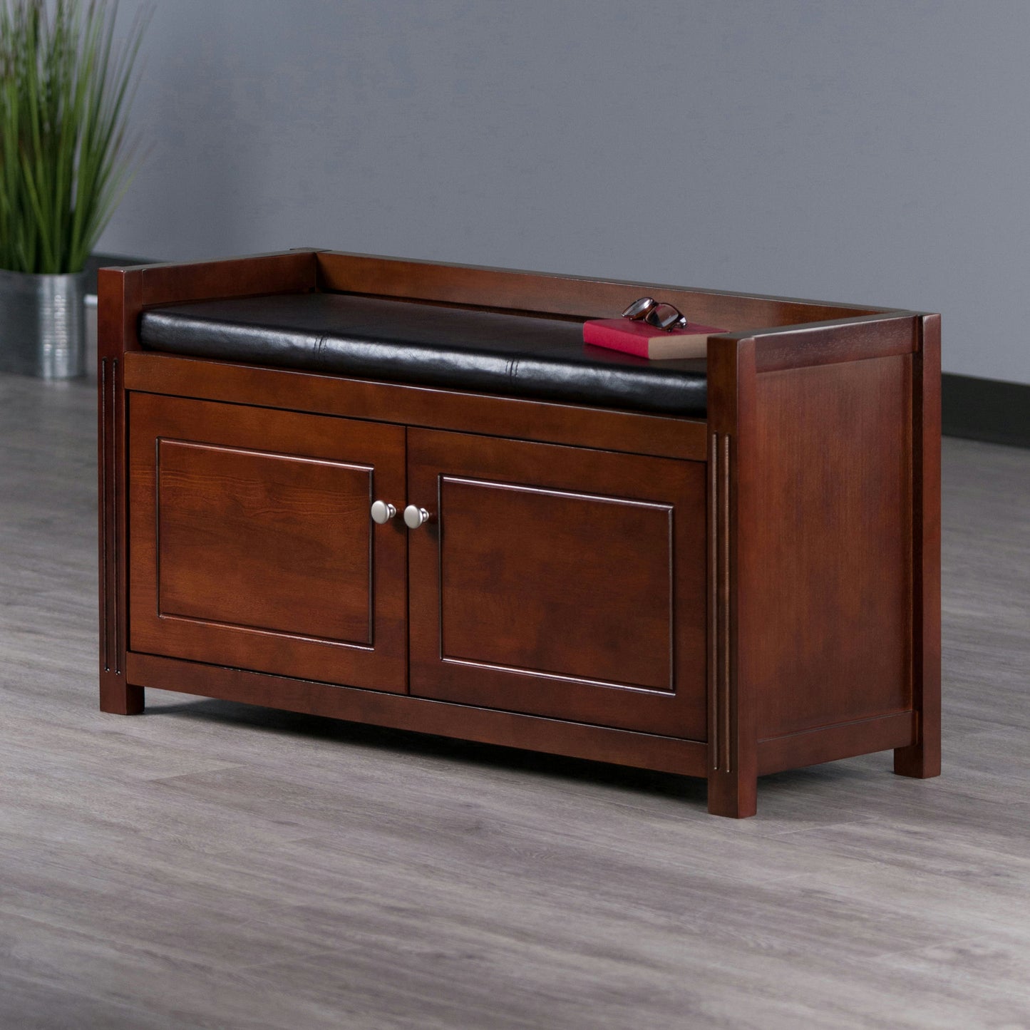 Charleston 2-Pc Storage Bench with Seat Cushion, Walnut and Espresso