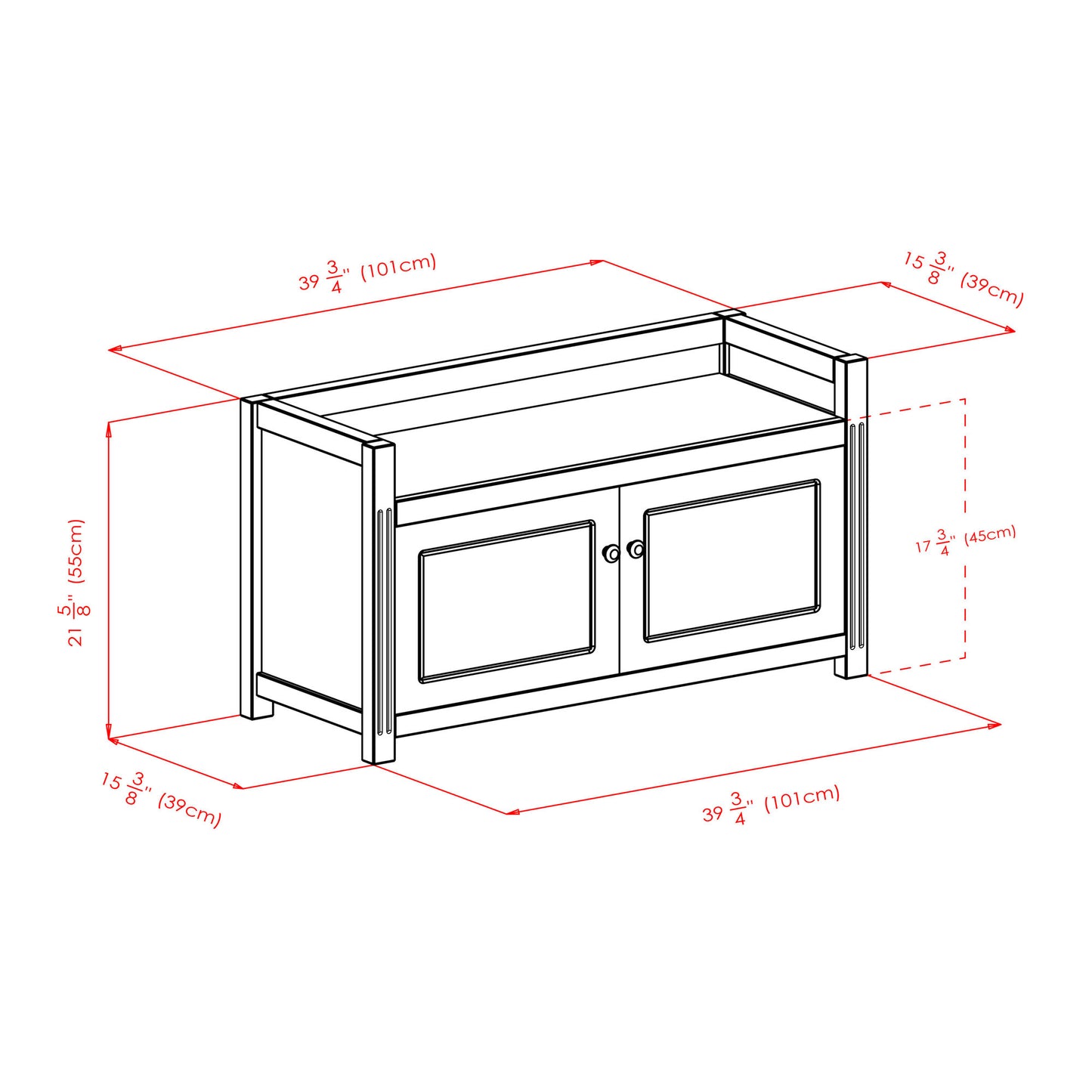 Charleston 2-Pc Storage Bench with Seat Cushion, Walnut and Espresso