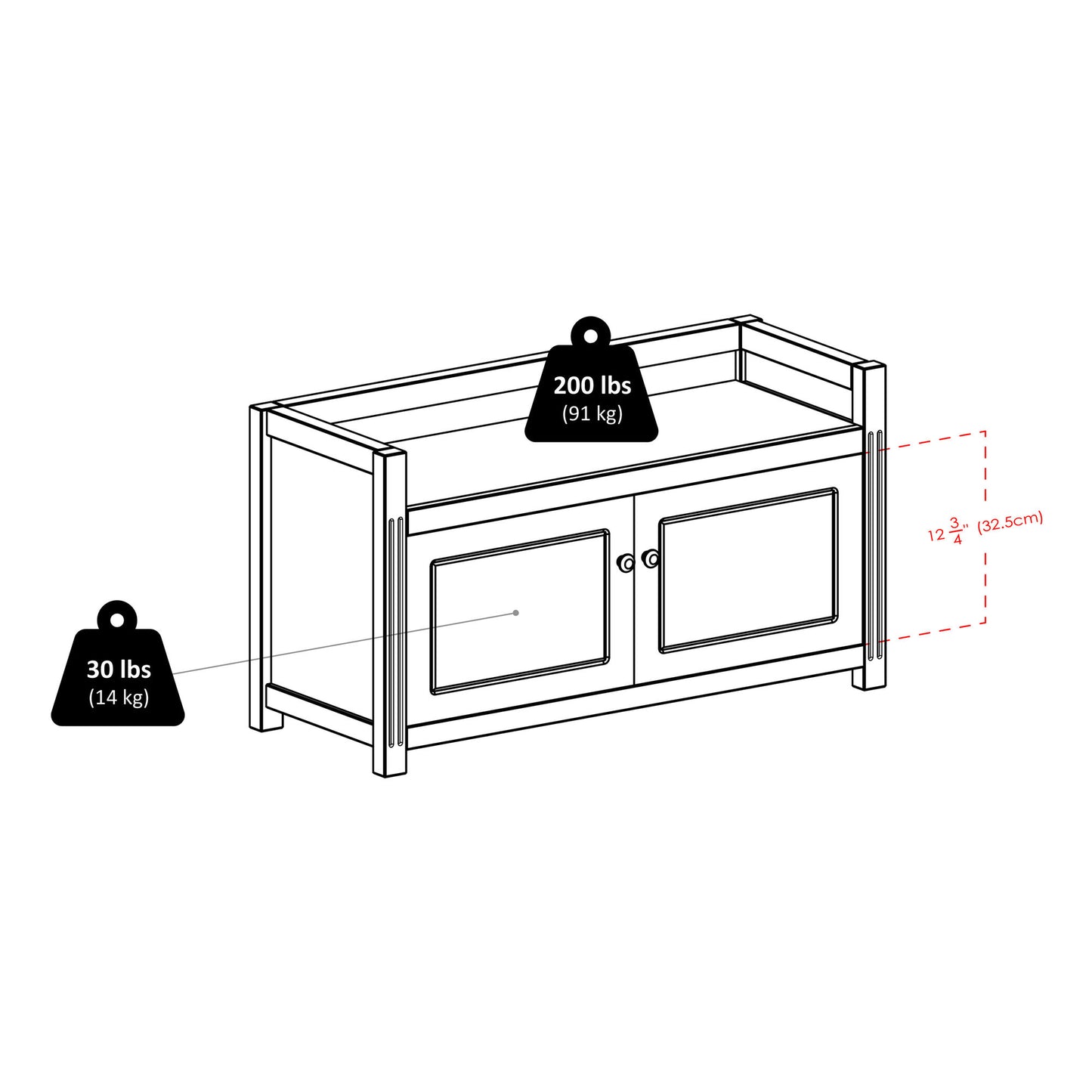 Charleston 2-Pc Storage Bench with Seat Cushion, Walnut and Espresso
