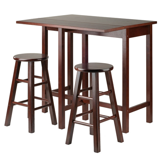 Lynnwood Drop Leaf Island Table with Counter Stools, Walnut