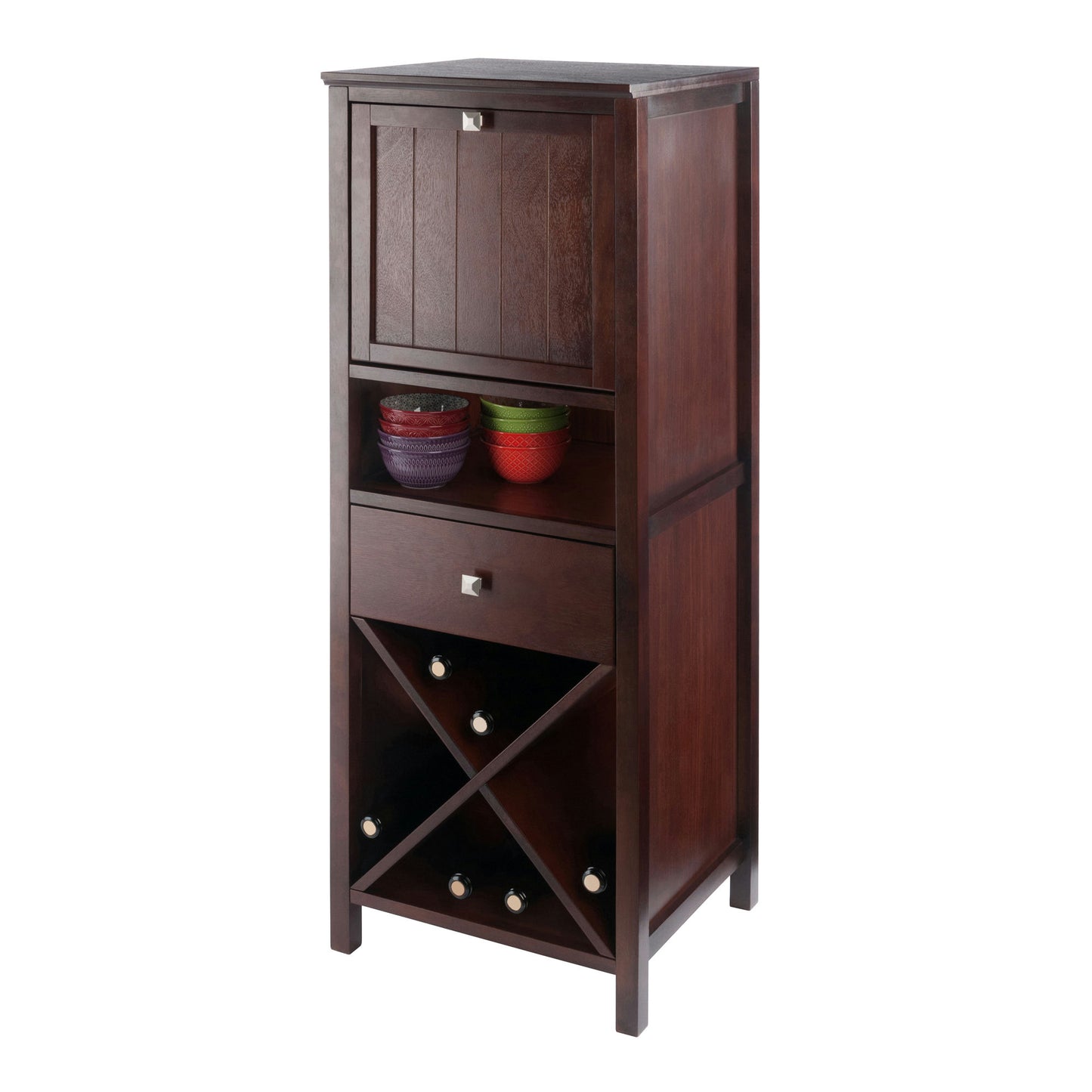 Brooke Jelly 4-Section Cupboard, Wine Storage, Walnut