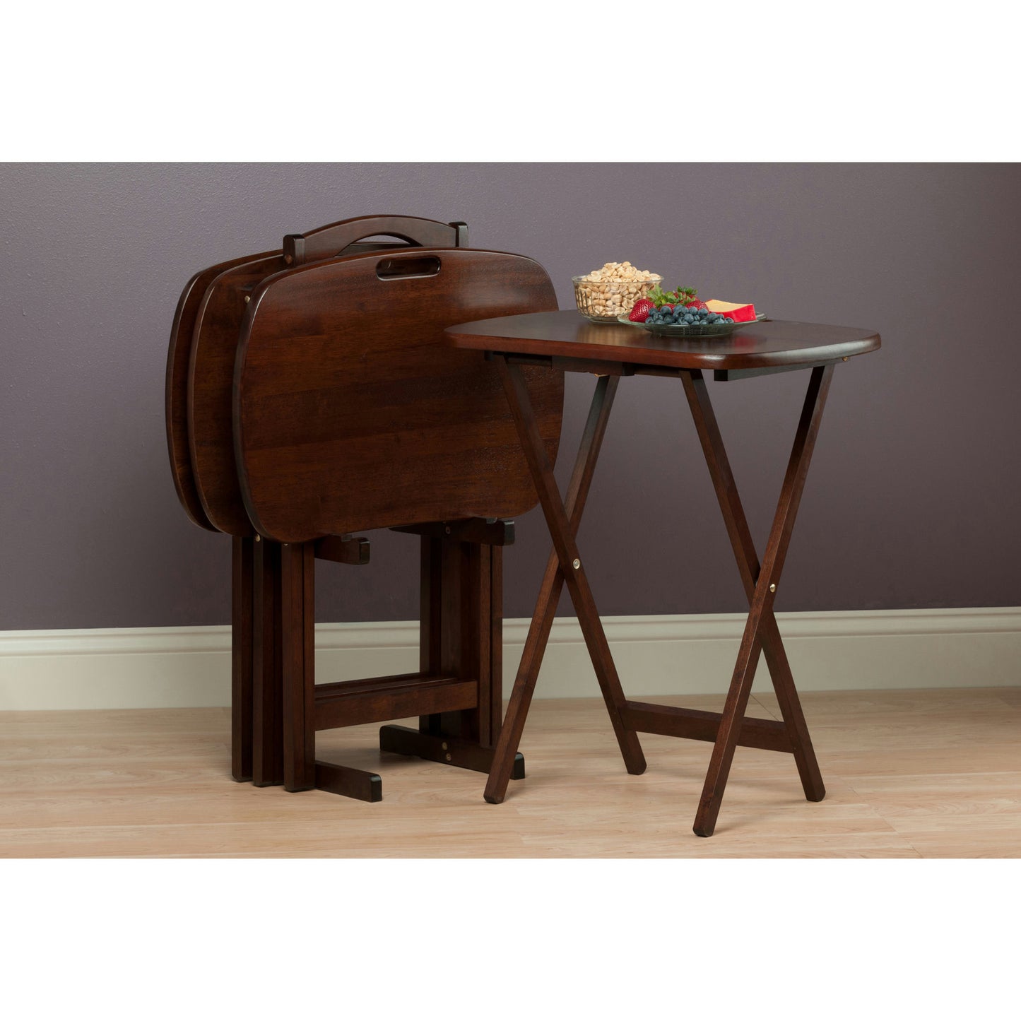 Lucca 5-Pc Snack Table Set, Walnut
