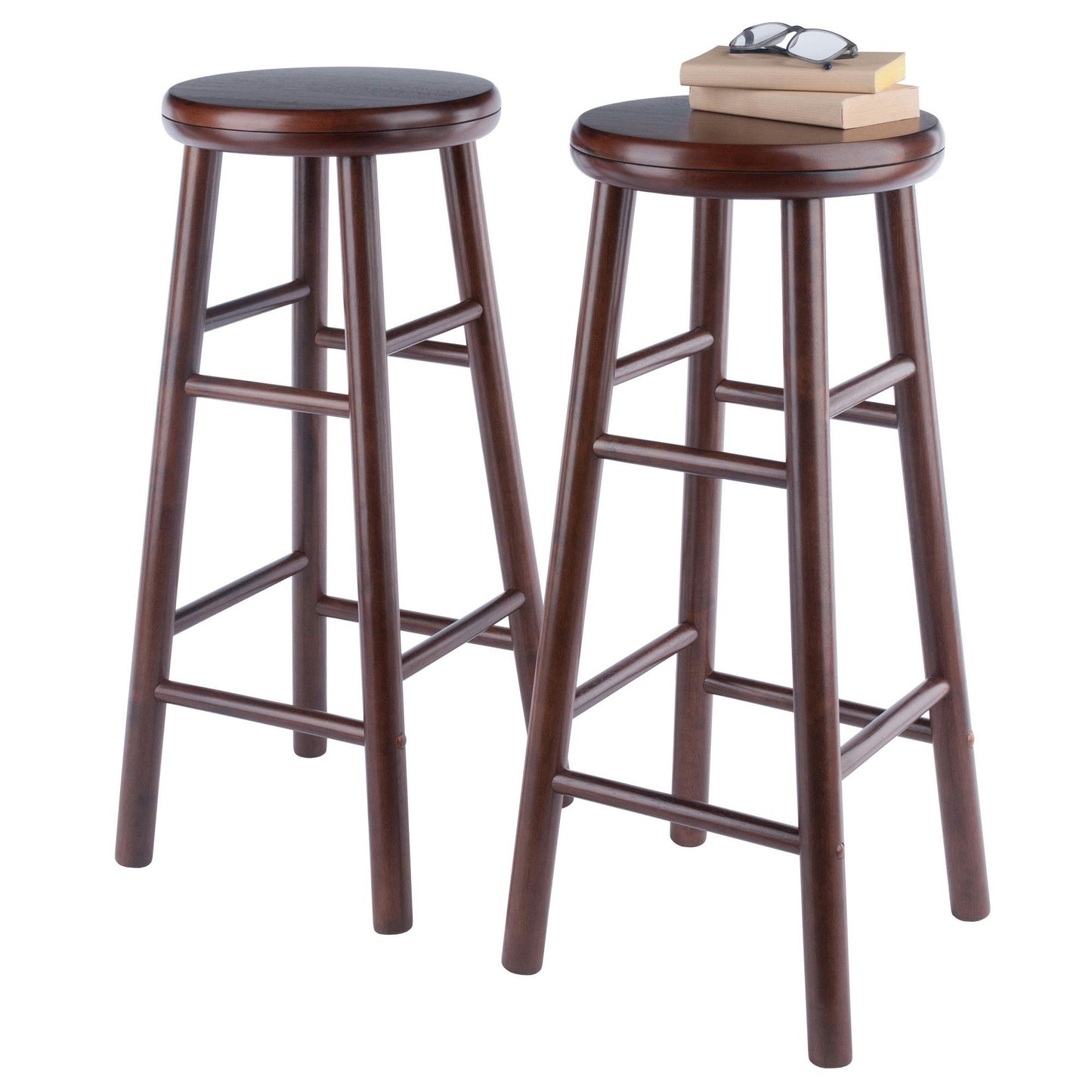 Selby 2-Pc Swivel Seat Bar Stool Set, Walnut