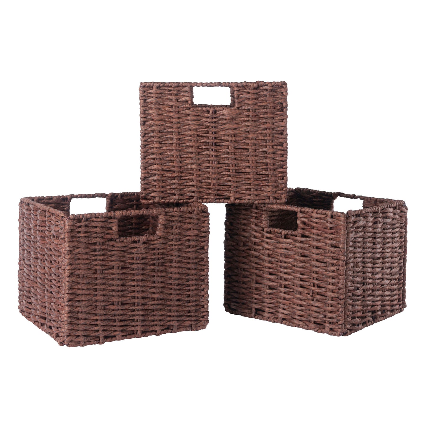 Tessa 3-Pc Foldable Woven Rope Basket Set, Walnut