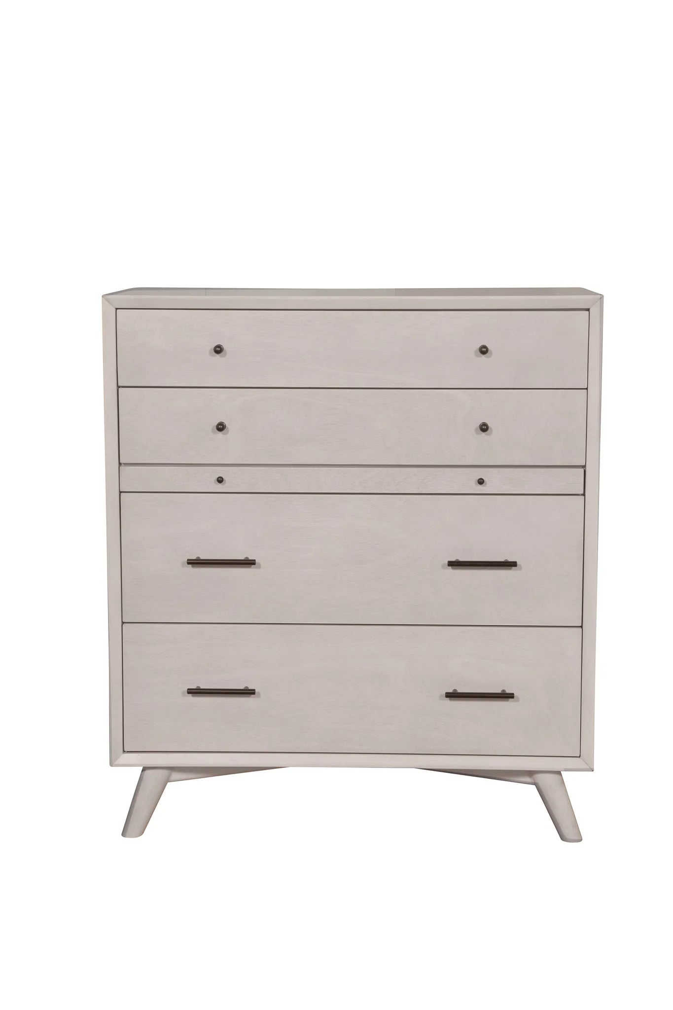 Flynn Mid Century Modern 4 Drawer Multifunction Chest w/Pull Out Tray, Gray