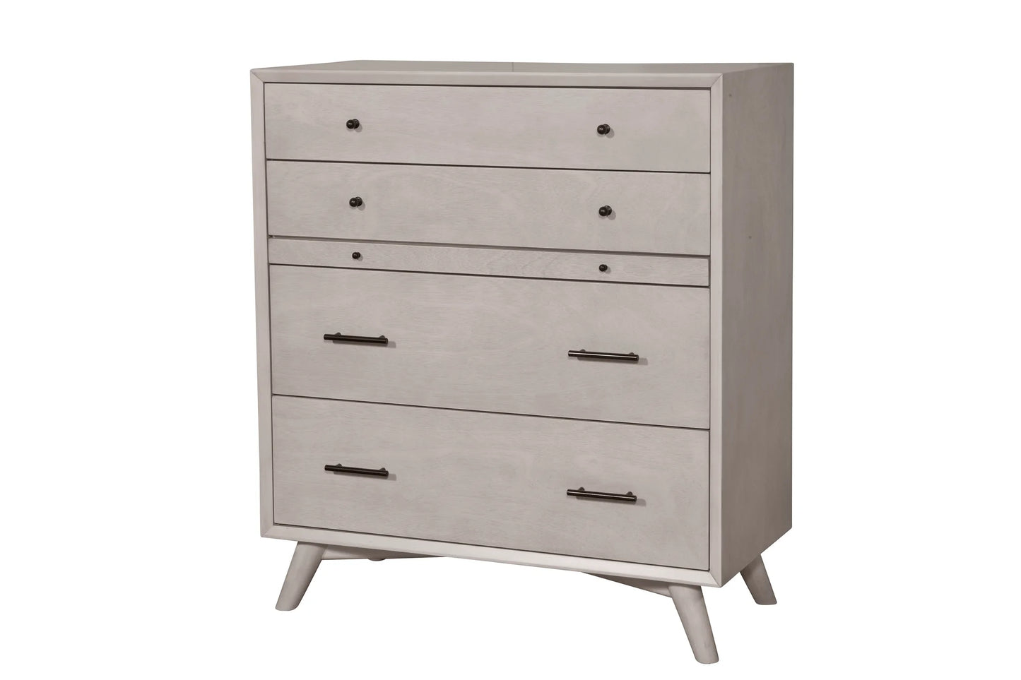Flynn Mid Century Modern 4 Drawer Multifunction Chest w/Pull Out Tray, Gray