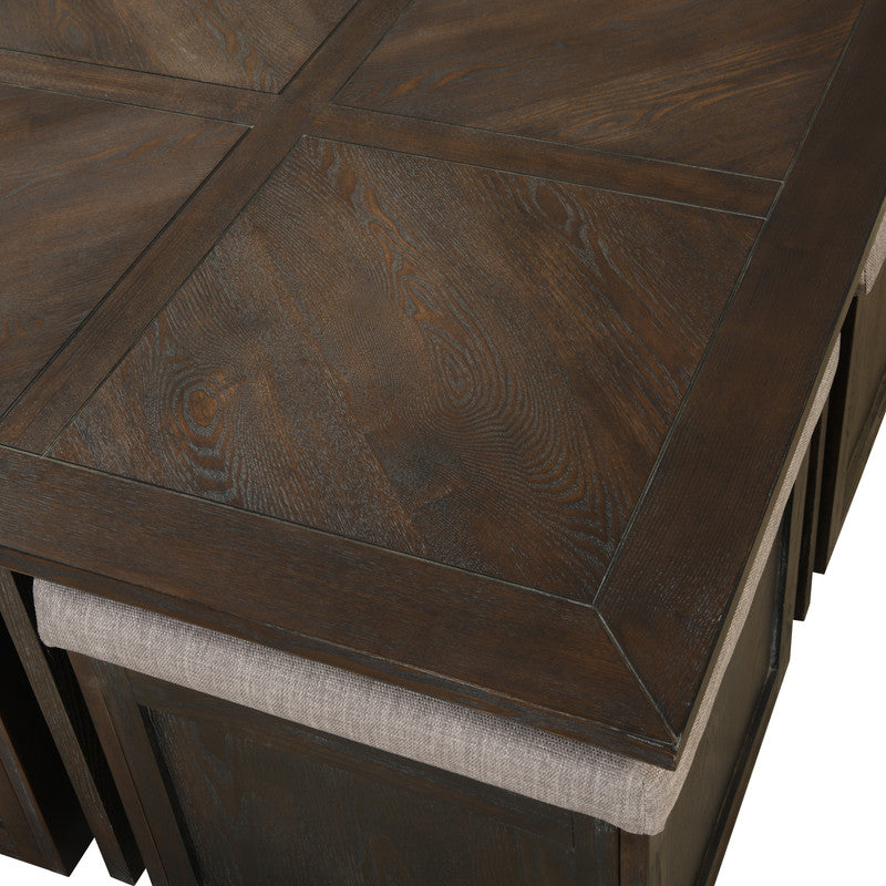 Lilola Home Trinity Espresso MDF Coffee Cocktail Table with 4 Ottomans