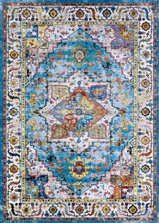 Couristan Gypsy Ely Aqua-Multi-Ivory Rug 3'6" x 5'6"