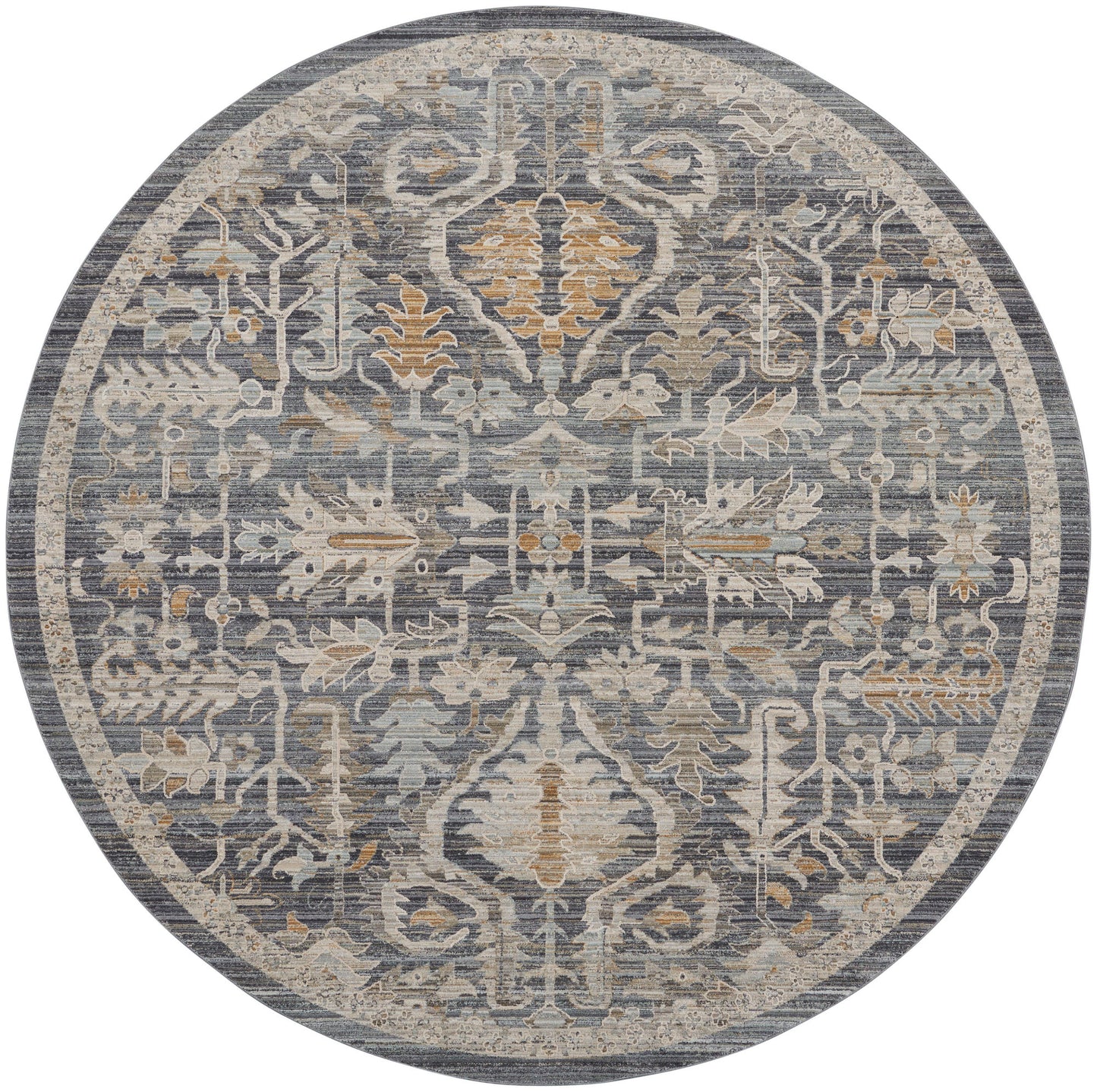 Nourison Lynx 7'10" Round Navy Multicolor Bohemian Indoor Rug