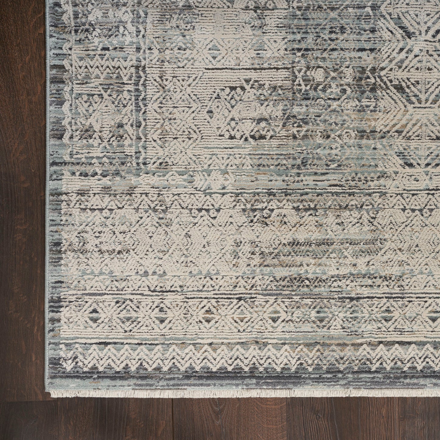 Nourison Lynx 8.6 x 11.4 Ivory Blue Bohemian Indoor Rug