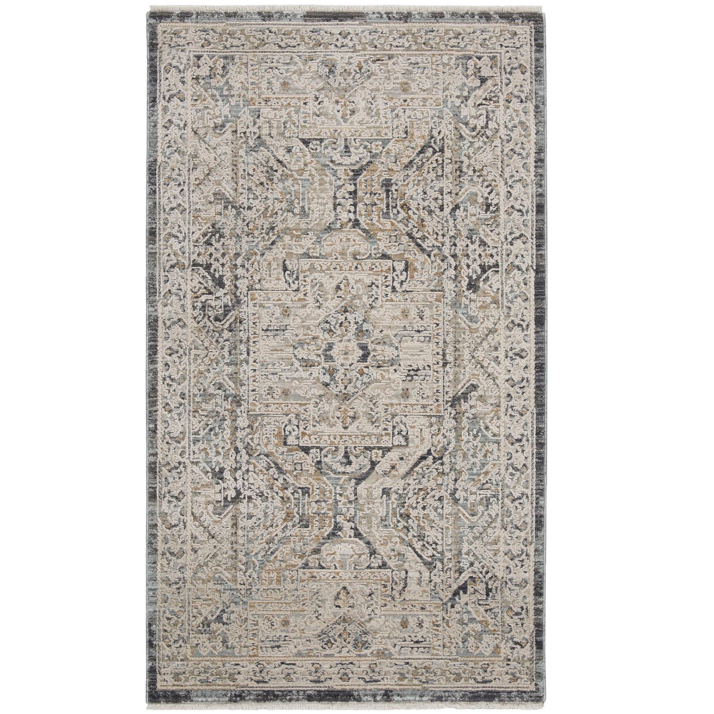 Nourison Lynx 2'6" x 4'6" Ivory Charcoal Bohemian Indoor Rug