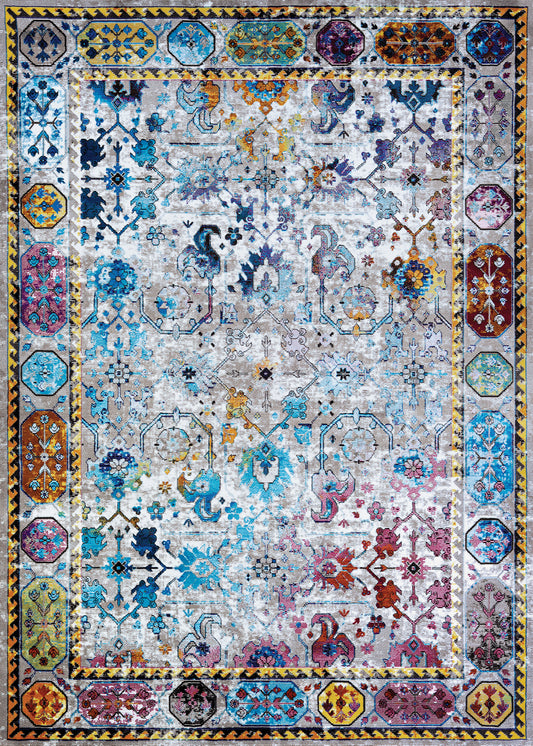 Couristan Gypsy Retro Damsel Ivry-Mushroom-Multi Rug 8' x 10'9"