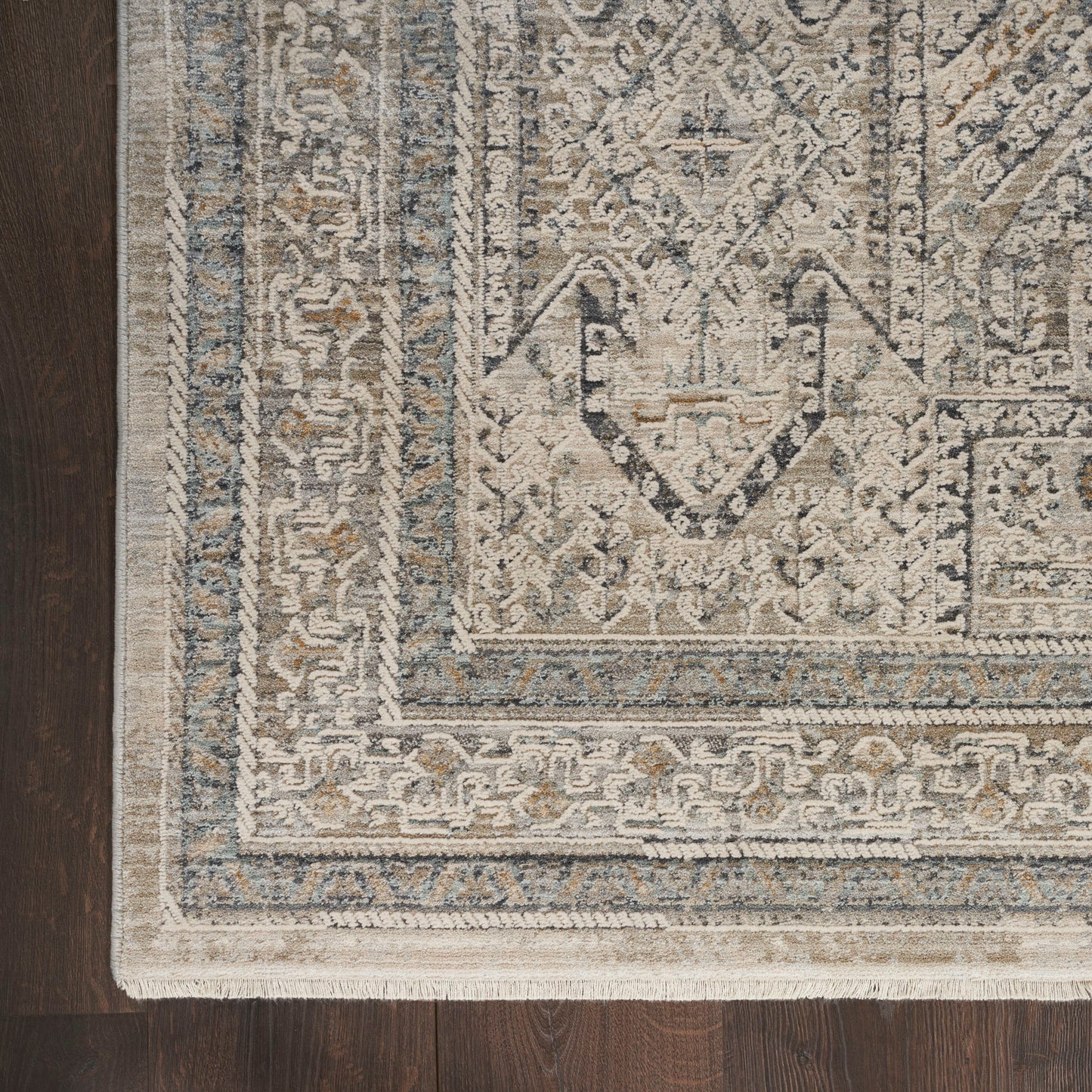 Nourison Lynx 8.6 x 11.4 Ivory/Grey/Blue Bohemian Indoor Rug