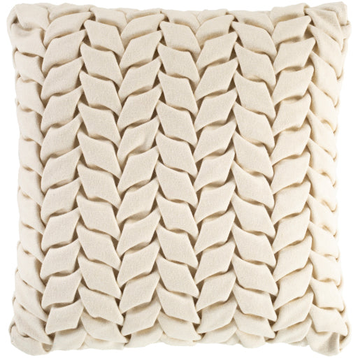 Surya Alana Cream Pillow Shell With Down Insert 18"H X 18"W