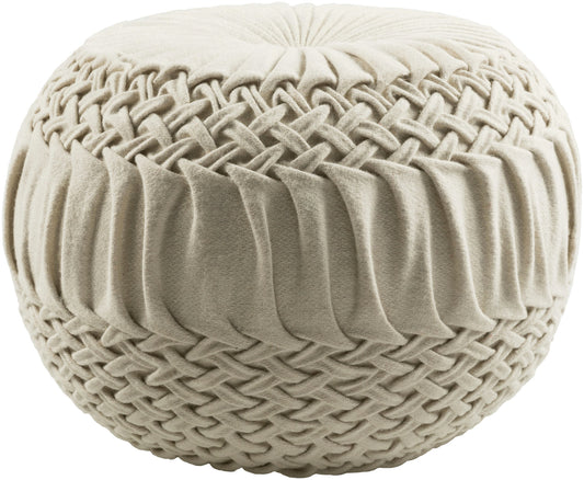 Surya Alana Cream Pouf 14"H X 18"W X 18"D