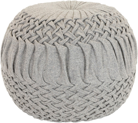 Surya Alana Gray Pouf 14"H X 18"W X 18"D