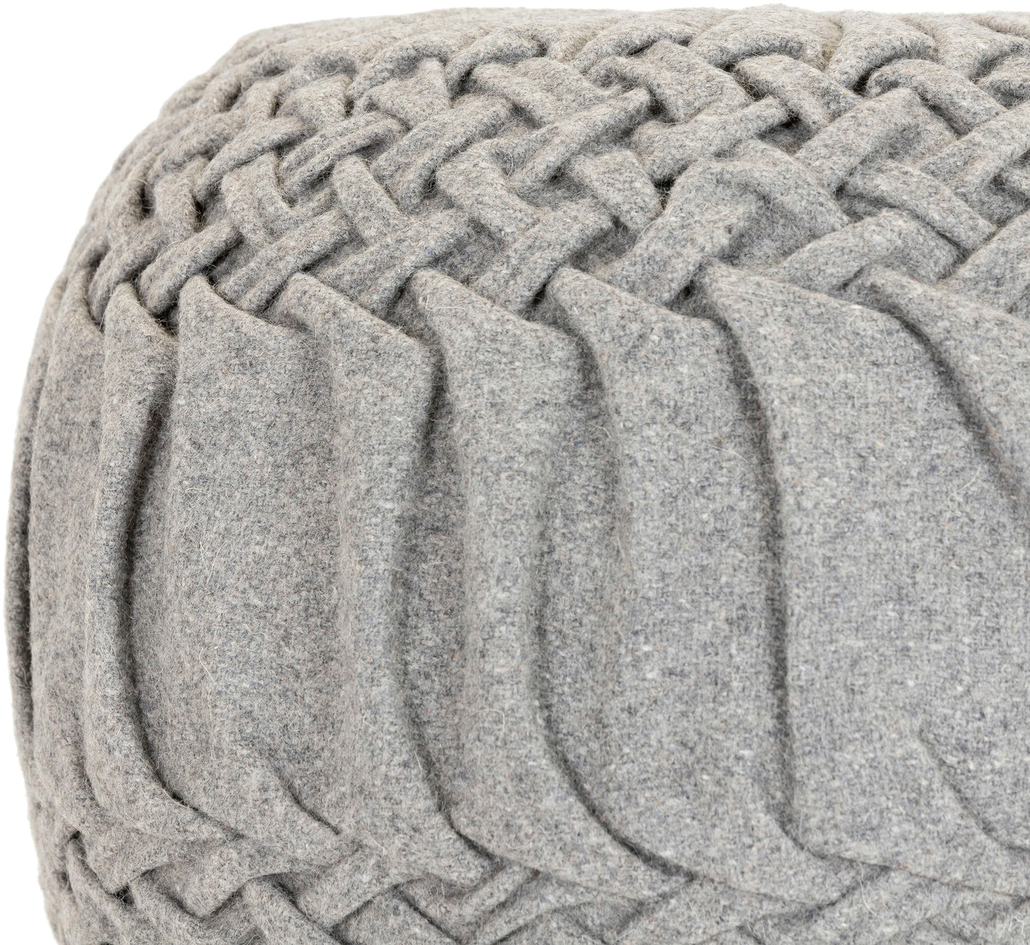 Surya Alana Gray Pouf 14"H X 18"W X 18"D