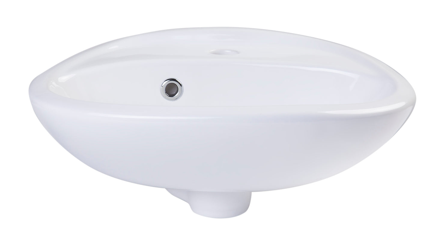 ALFI brand AB106 White Small Porcelain Wall Mount Basin with Overflow