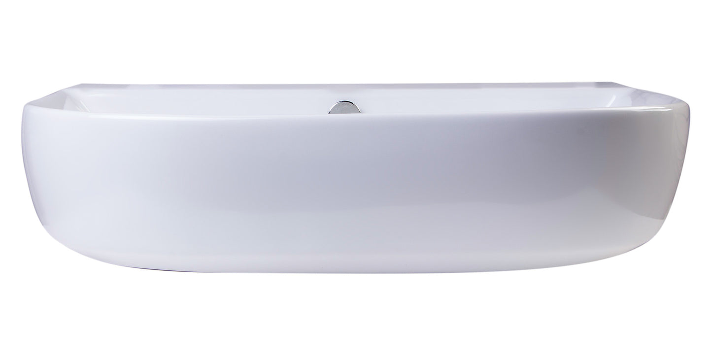 ALFI brand AB111 24" White D-Bowl Porcelain Wall Mounted Bath Sink