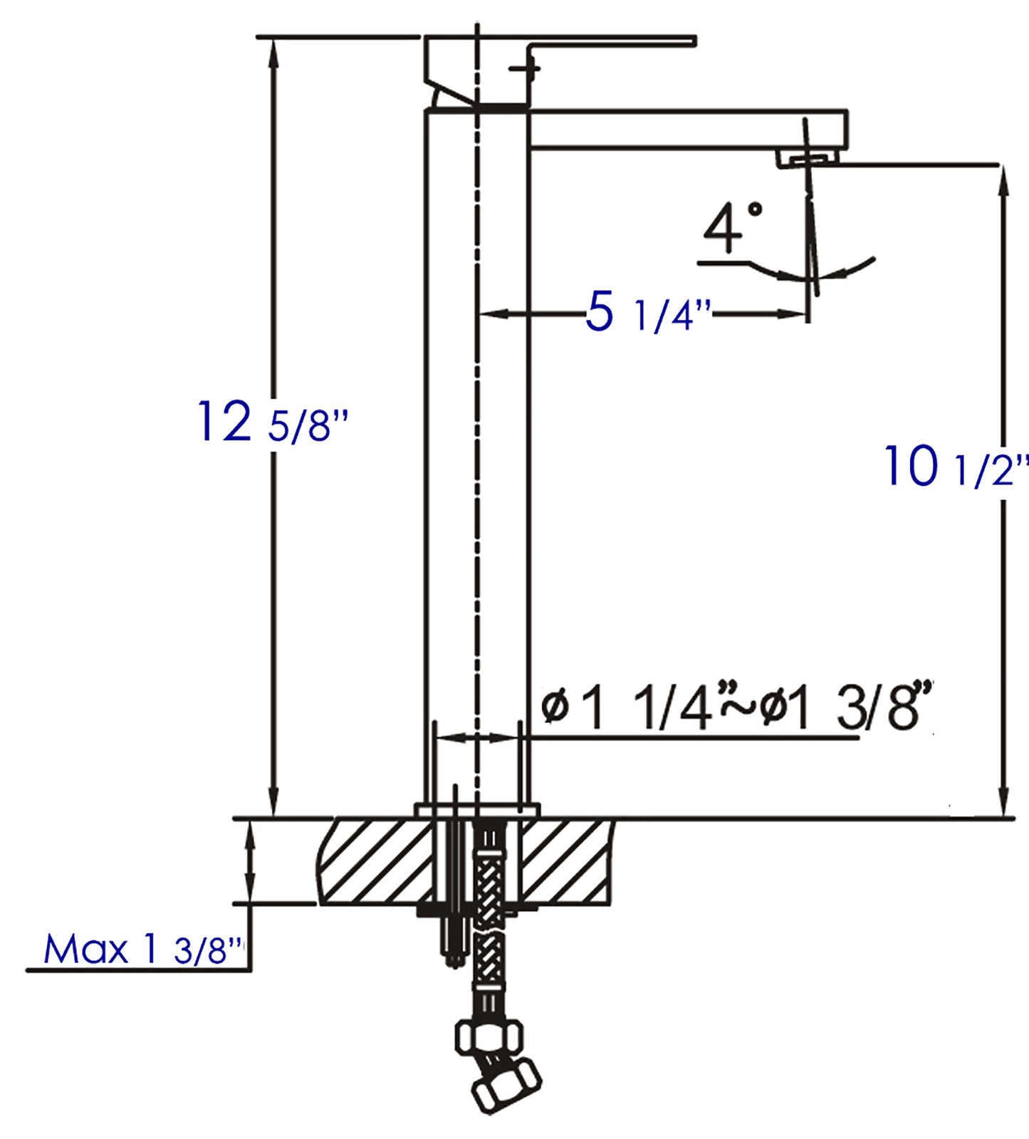 ALFI brand AB1129-BN Brushed Nickel Tall Square Single Lever Bathroom Faucet