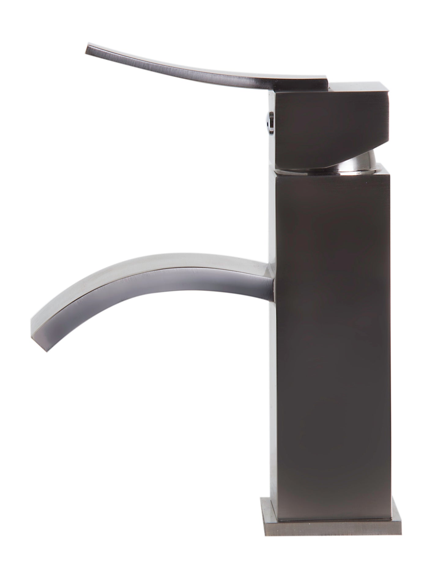 ALFI brand Brushed Nickel Square Body Curved Spout Single Lever Bathroom Faucet