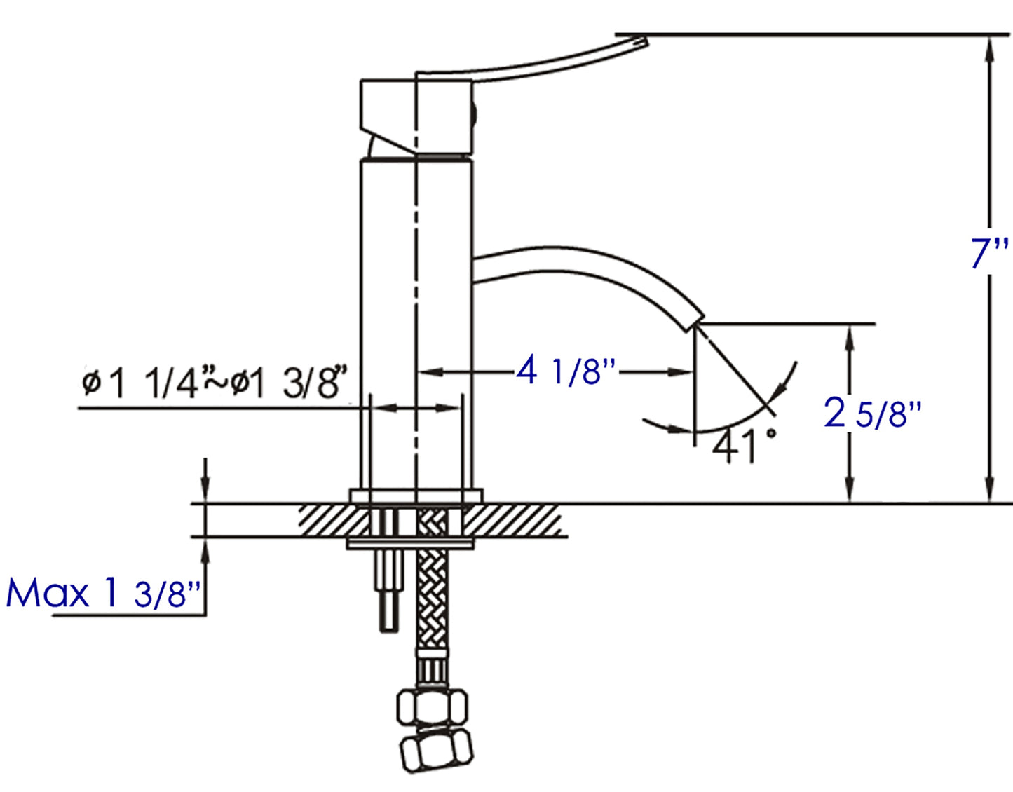 ALFI brand Brushed Nickel Square Body Curved Spout Single Lever Bathroom Faucet