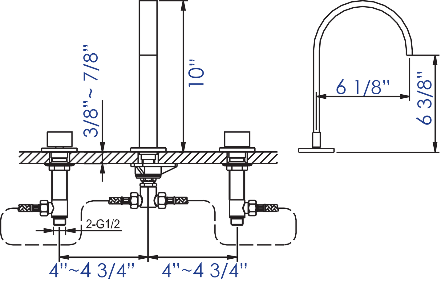 ALFI brand AB1336-PC Polished Chrome Gooseneck Widespread Bathroom Faucet