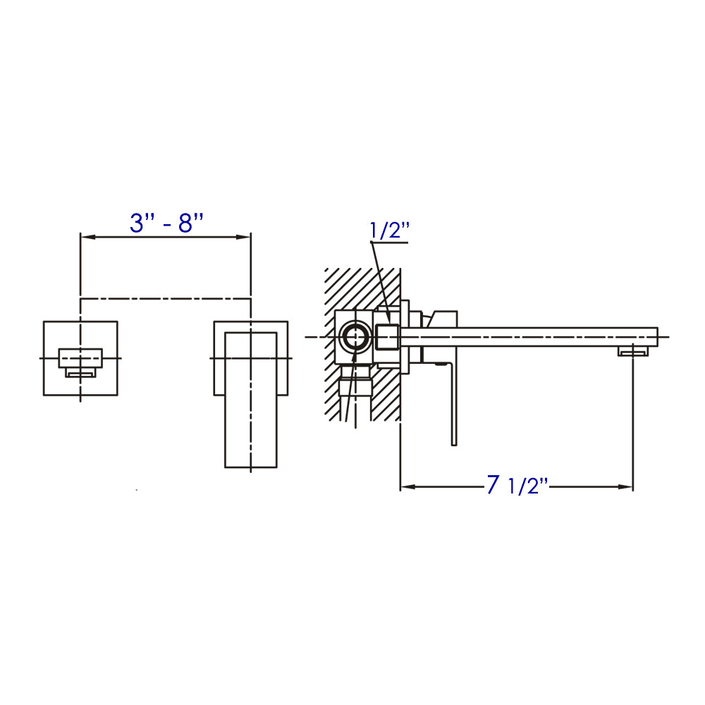 ALFI brand AB1468-PC Polished Chrome Single Lever Wallmount Bathroom Faucet