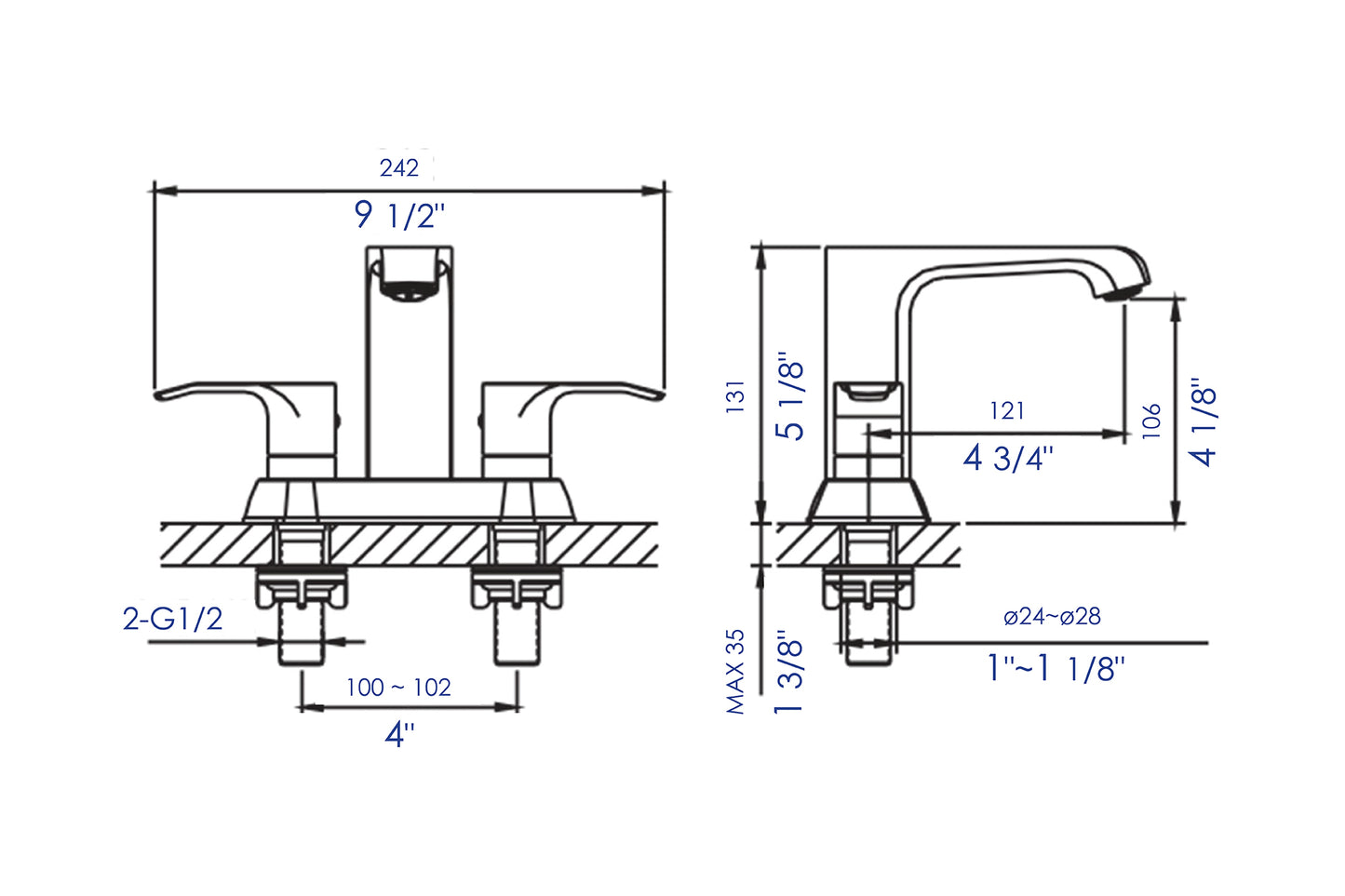 ALFI brand AB1493-BN Brushed Nickel Two-Handle 4'' Centerset Bathroom Faucet