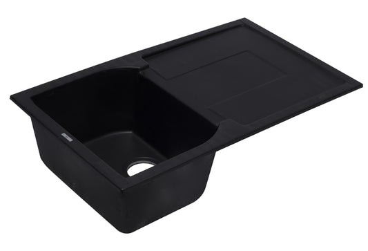 ALFI brand Black 34" Single Bowl Granite Composite Kitchen Sink with Drainboard