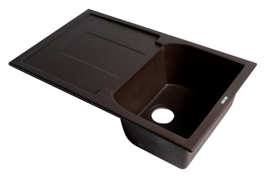 ALFI brand Chocolate 34" Single Bowl Composite Kitchen Sink with Drainboard